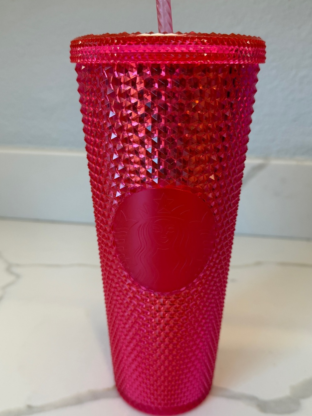Starbucks 2019 Holiday Neon Pink Studded Tumbler Cold Cup Venti 24oz